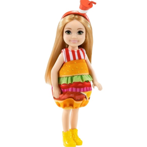 Barbie Chelsea Hamburger Costume Set With Puppy French Fry Costume - Picture 3 of 6